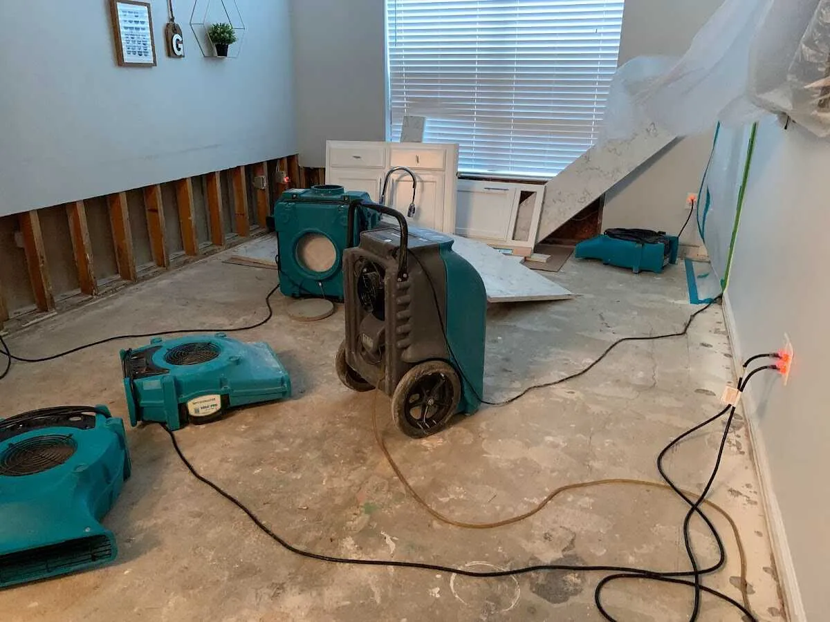 Dehumidifier in flood-cut room for Water Damage Restoration in Weare